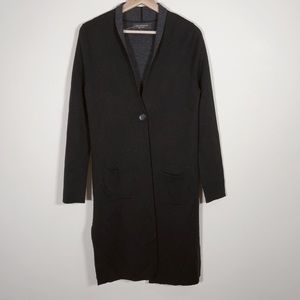 PAUL COSTELLOE  | BLACK MERINO WOOL CARDIGAN COAT